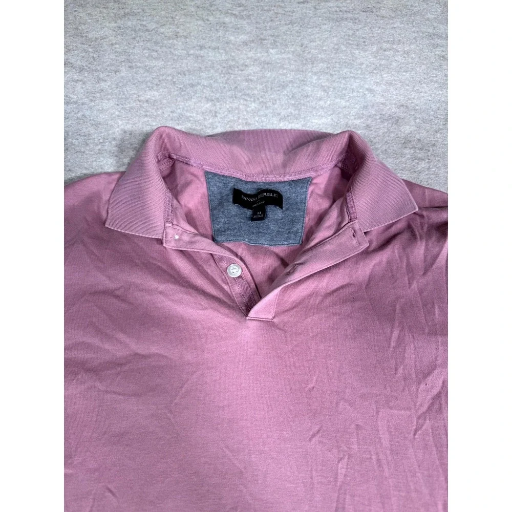 Banana Republic Dress Polo Shirt Mens Medium Pink Cotton Resort Wear Performance